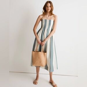 Madewell Pleated Midi Dress in Overcast